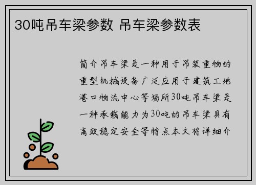30吨吊车梁参数 吊车梁参数表